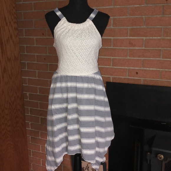 🕊TRIXXI🕊LACE AND STRIPED HANDKERCHIEF DRESS🕊 - Picture 1 of 6